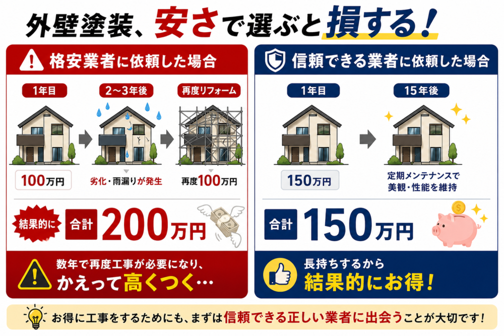 外壁塗装では助成金も大切ですが、「失敗しないこと」がもっと大切です